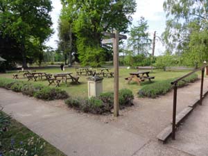  Stainless sundial and the visitor seating area